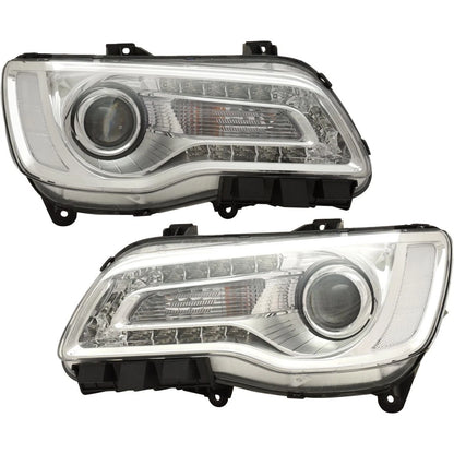 Headlight Pair with Chrome Bezel for Chrysler 300 (2018–2023) PLX-M0-333-1193L-ASDC1-CL360A50, CH2502322, CH2503322