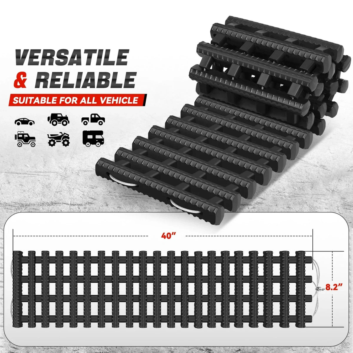 1 Pc Sand Snow Recovery Traction Tracks Mat for Cars Trucks (10 Ton, 40")