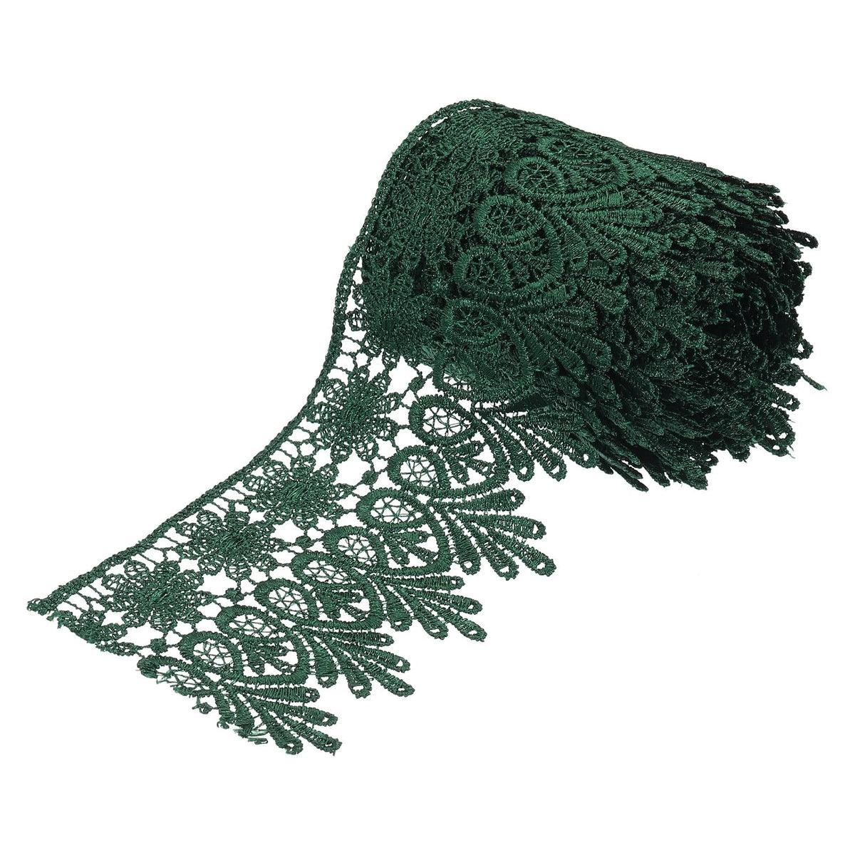 3 Inch Wide Lace Ribbon for Floral Crafts (5 Yards, Dark Green)