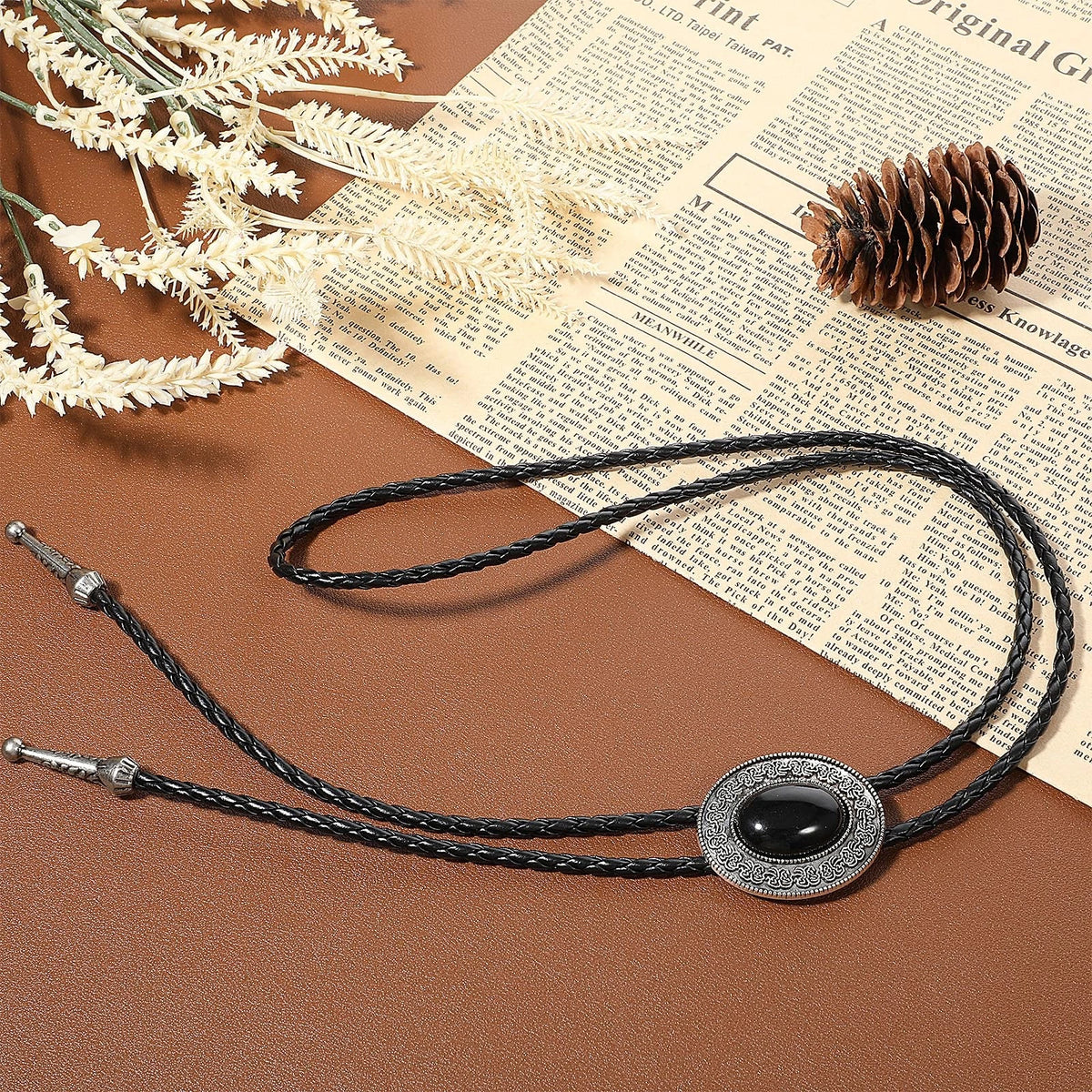Bolo Tie for Men Western Cowboy 19.7 × 1.18 inches, Black