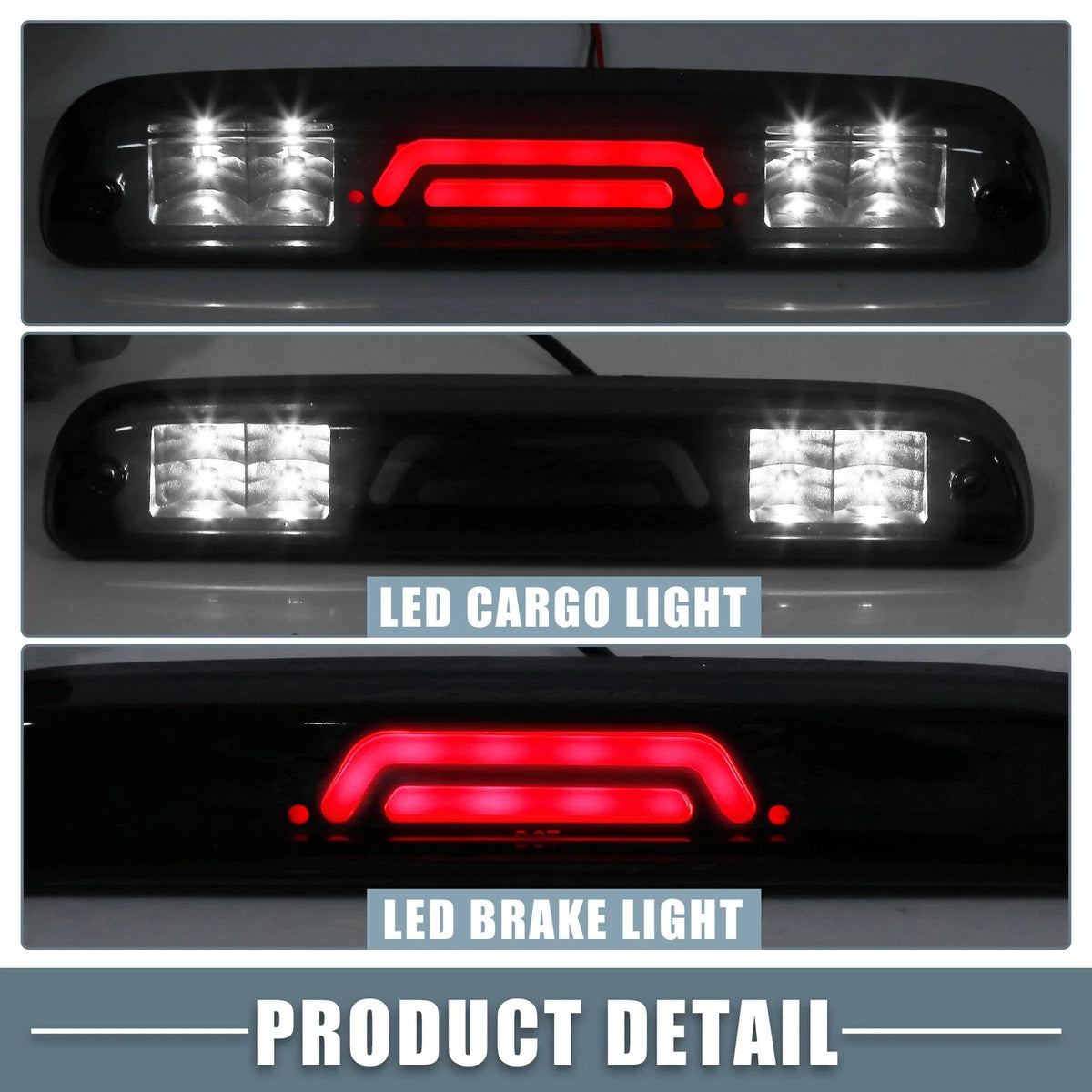High Mount Stop Light YC3Z13A613BA for Ford  Black Housing Smoked Lens