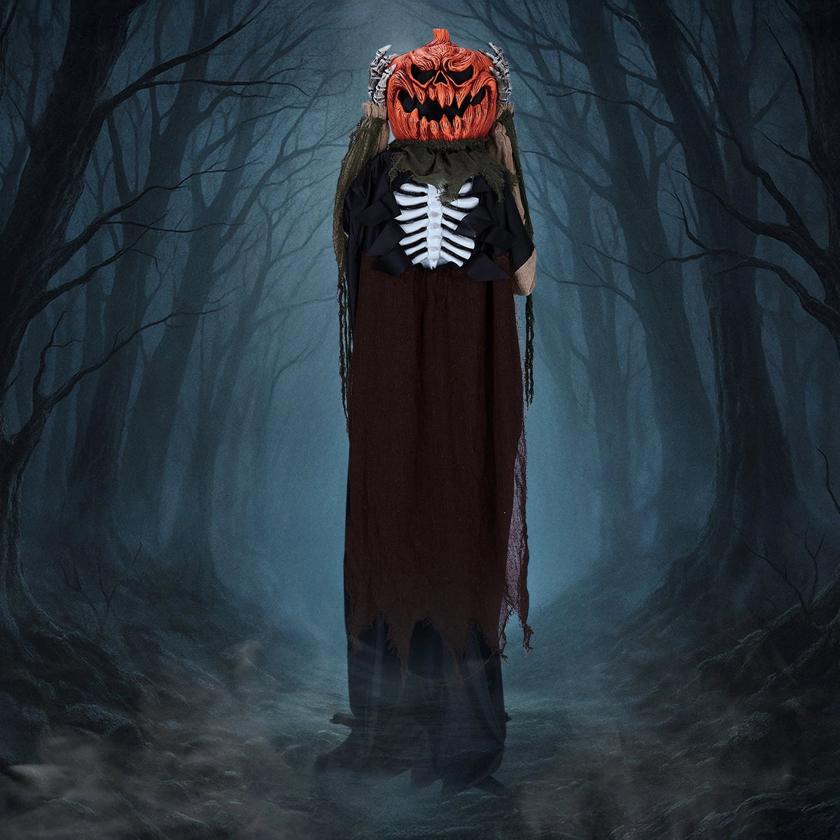 5.6FT Outdoor Creepy Animatronics Ghost Pumpkin Head for Halloween Decor