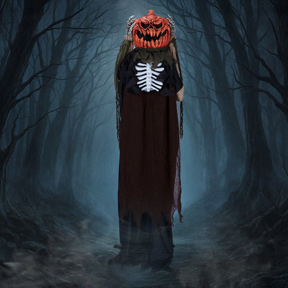 5.6FT Outdoor Creepy Animatronics Ghost Pumpkin Head for Halloween Decor