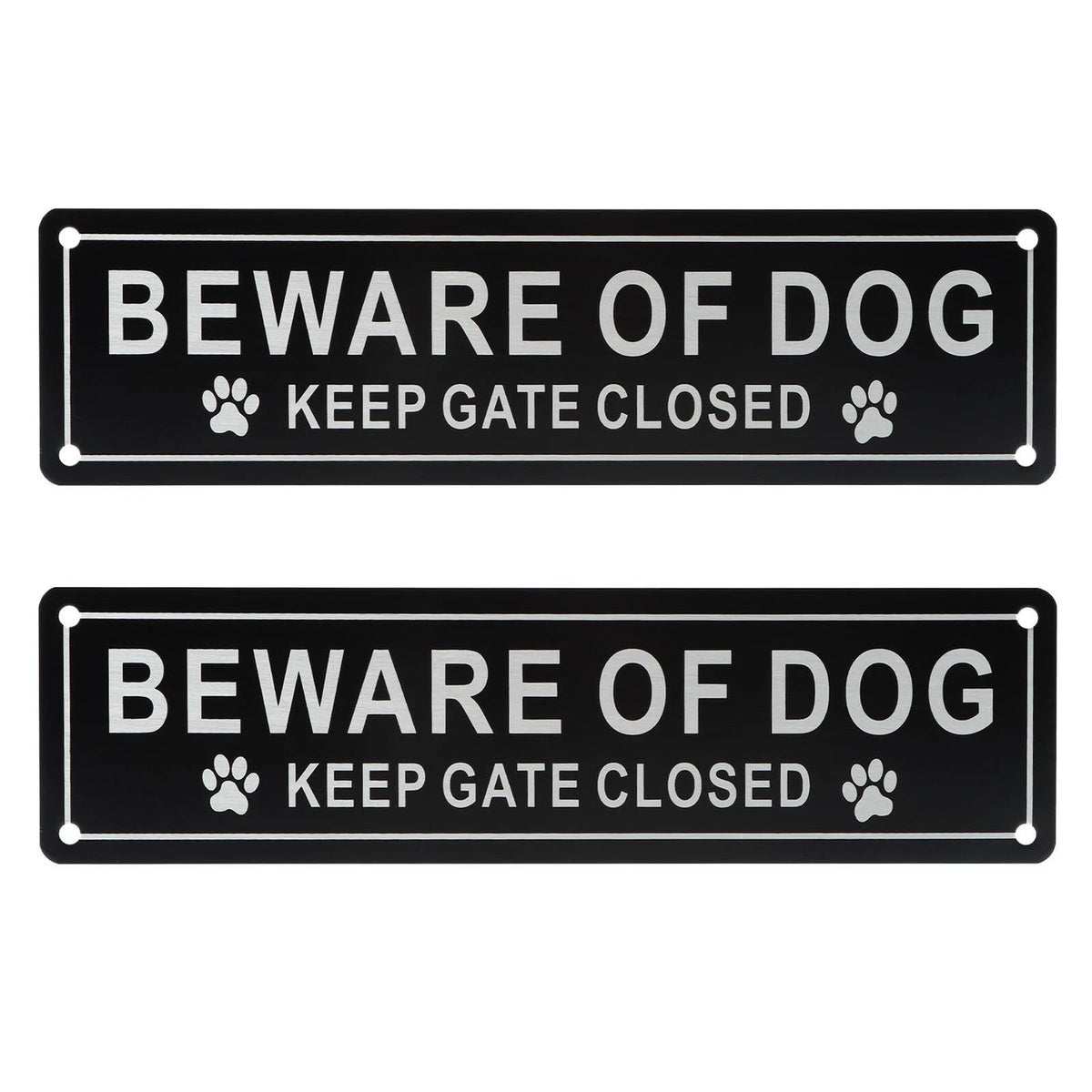 2X Beware Of Dog Door Signs, Aluminum Alloy, Keep Gate Closed