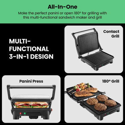 4-Slice Panini Press Grill for Chefman (Standard, Black)