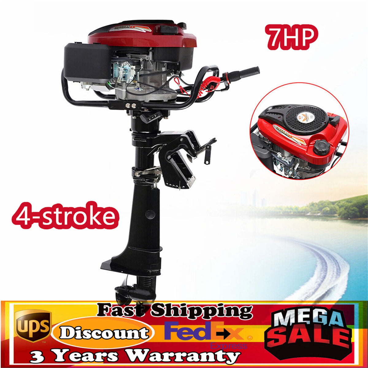 Hangkai 196CC Outboard Engine for Fishing Boat (OUTBOARDENGINE54880US)