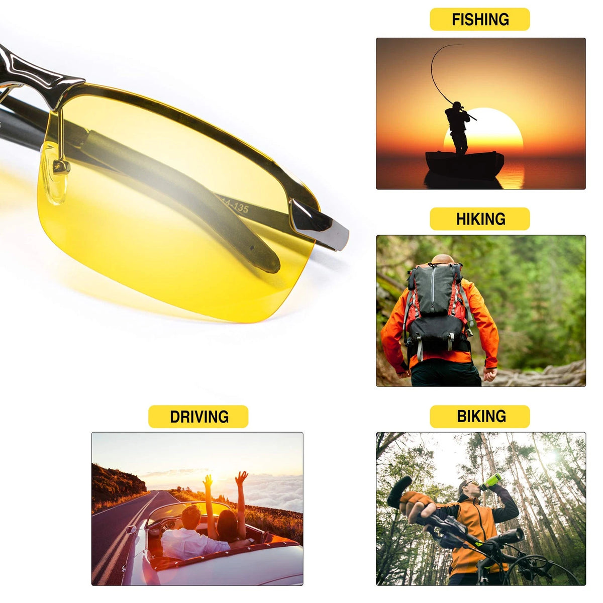 Night Driving Glasses for Vision Tac Small (Anti Glare, Polarized)