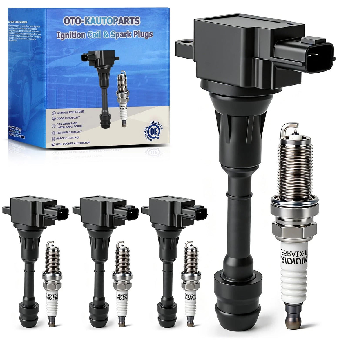 Ignition Coil Pack & Iridium Spark Plug for Nissan Altima, Sentra, X-Trail