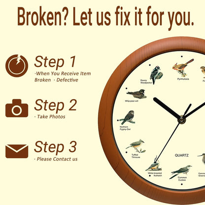Singing Bird Wall Clock 12 Inch for Home Decor (No Part Numbers)