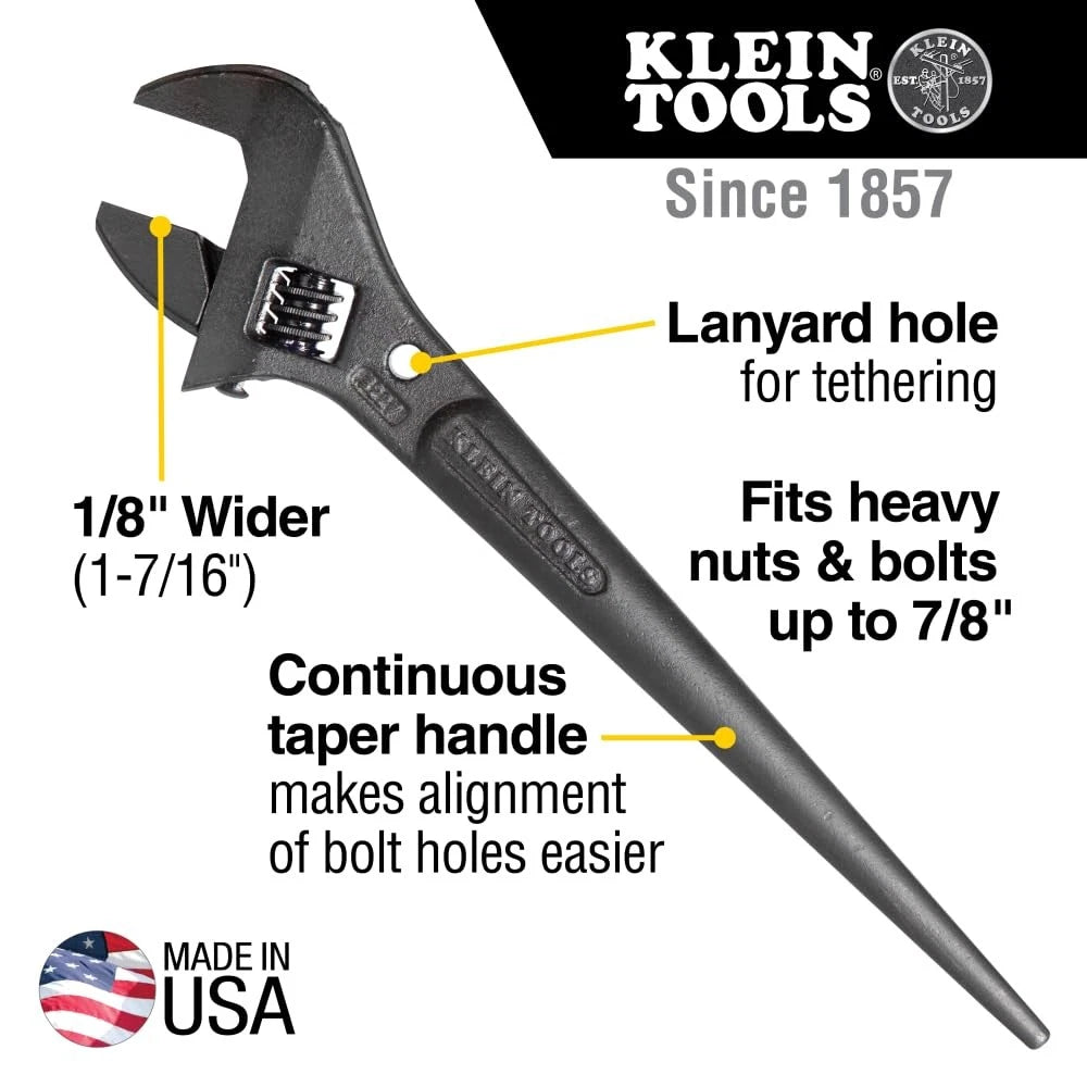 10-Inch Adjustable Wrench for Klein Tools (Made in USA)