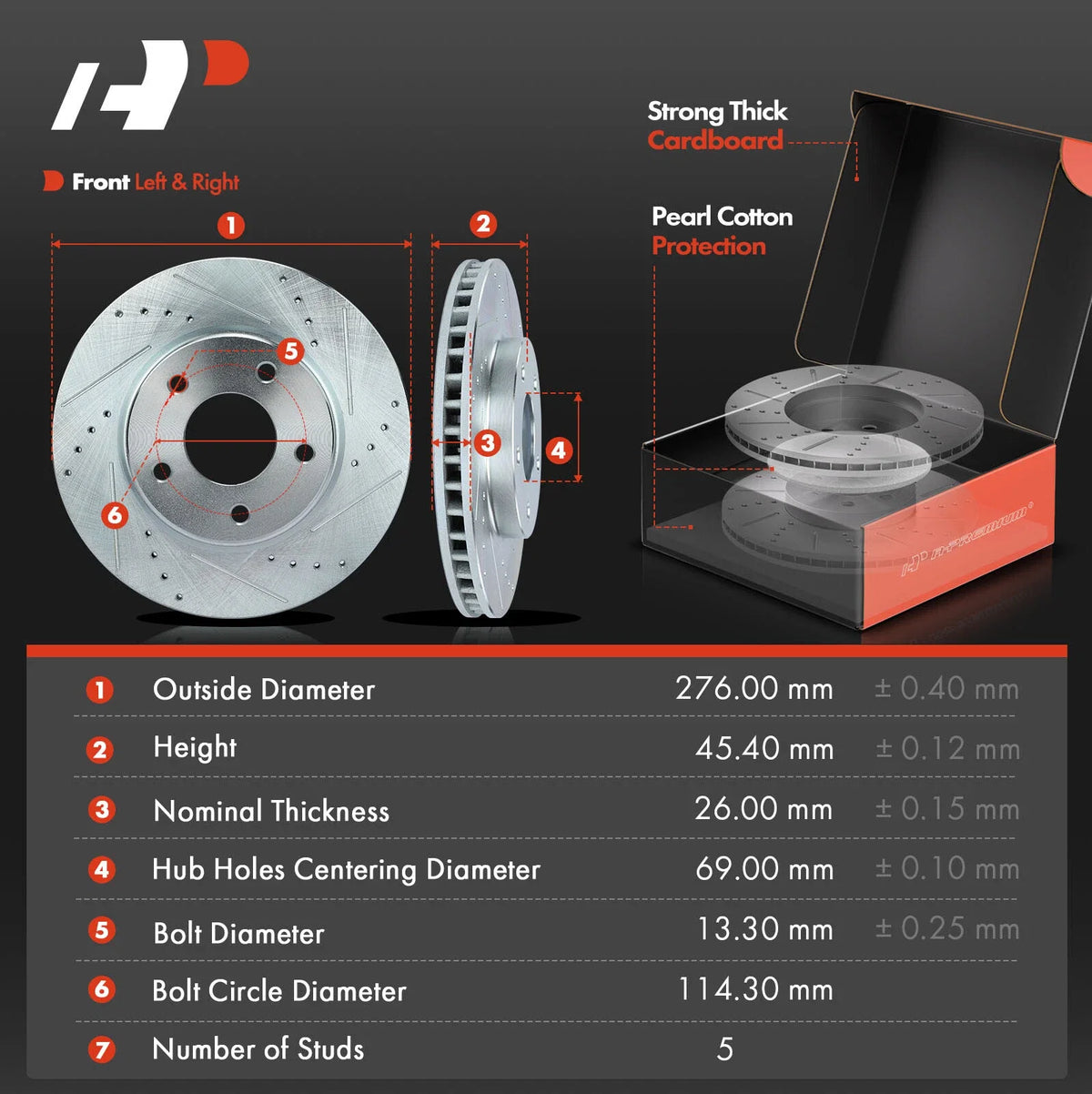 Drilled Brake Rotors & Ceramic Pads for Mitsubishi Lancer