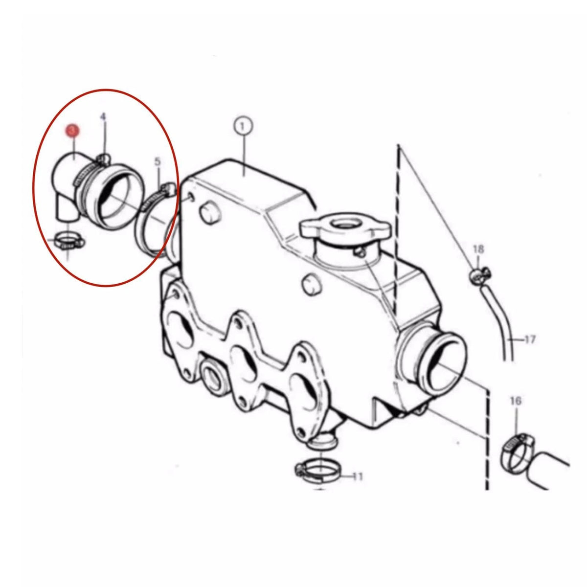 2X Heat Exchanger End Cap for Volvo Penta MD 2030 (145536370, 3580326)