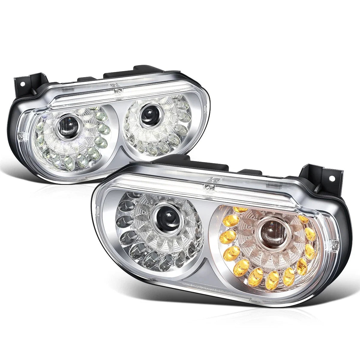 LED Halo DRL Sequential Signal Projector Headlights for Dodge Challenger (2008–2014)