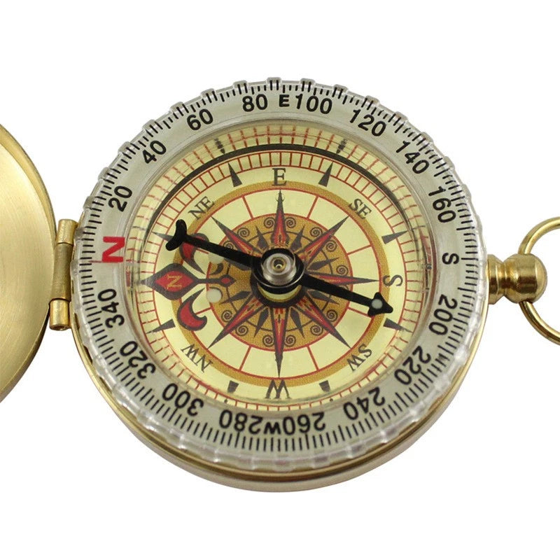 Luminous Brass Pocket Watch Style Military Compass Keychain