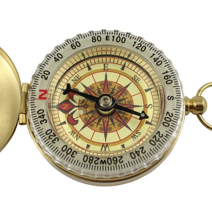Luminous Brass Pocket Watch Style Military Compass Keychain