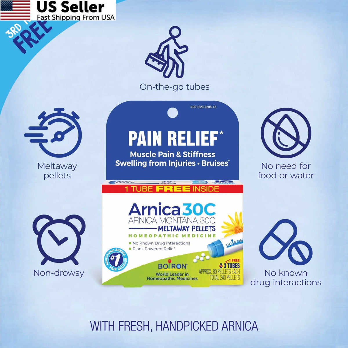 3X Boiron Arnica Montana 30C Homeopathic Medicine (Pack of 1)