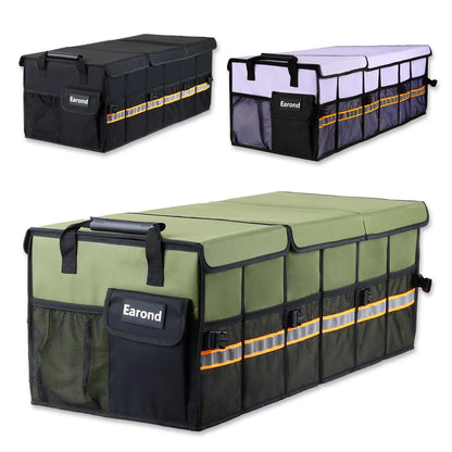 Car Trunk Organizer with Lid for SUV, Sedan, Jeep (Collapsible Storage)