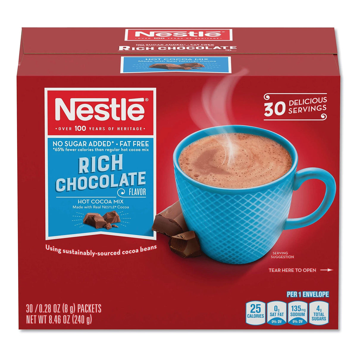 Nestle Cocoa Mix No Sugar Added 30 Count (Pack of 1)