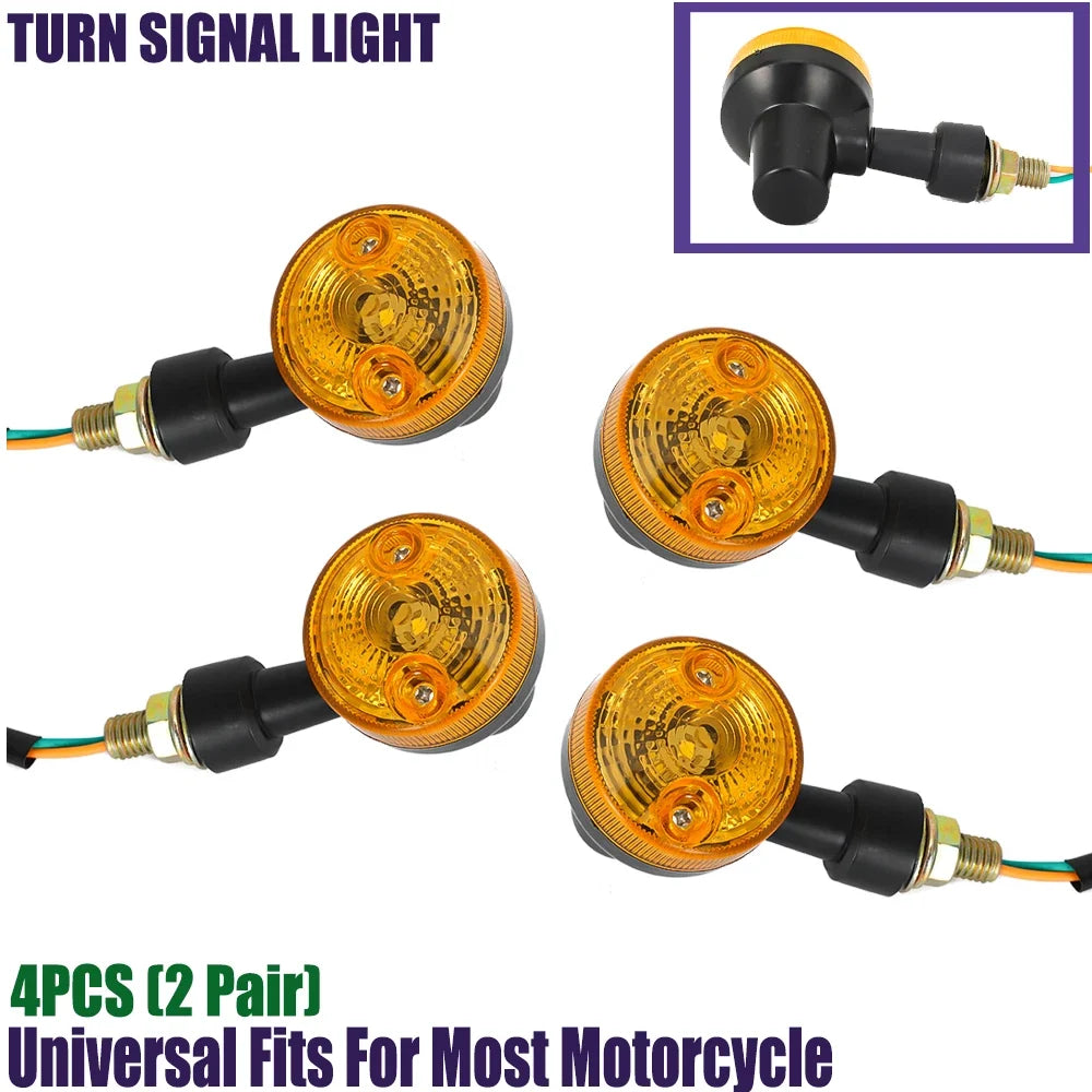 4X 6V Amber LED Indicators Turn Signals Kit for Universal Motorcycles