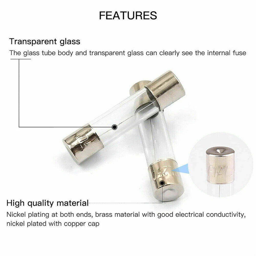 100PC Glass Tube Fuse Kit & 10PC Panel Mounted Fuse Holder
