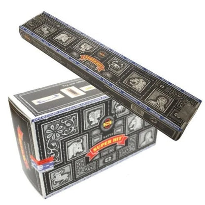 Set of 12 Nag Champa Super Hit Incense Sticks - 180g