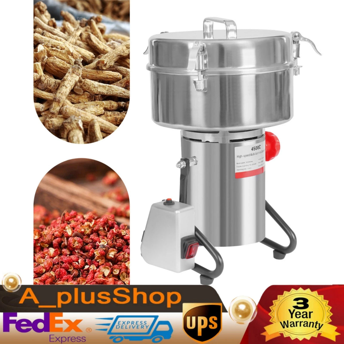 Electric Grain Mill Grinder 4500g for Commercial Use (5000W)