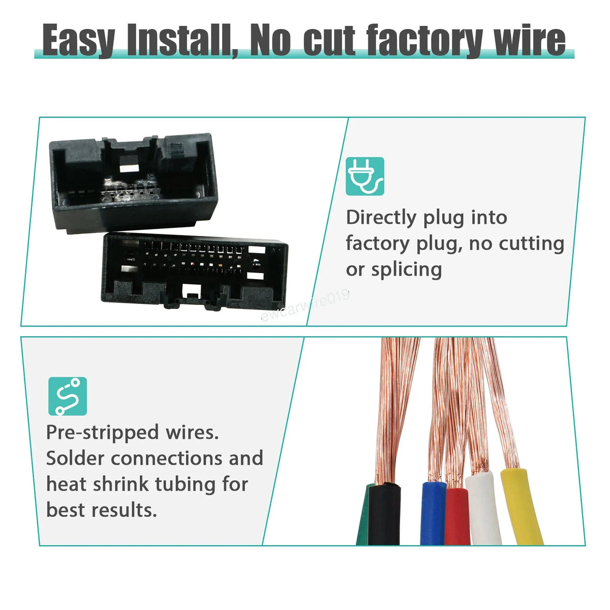 Radio Stereo Wire Harness Plug for Ford Transit (2014–2019), Fiesta/Focus (2013–2018)