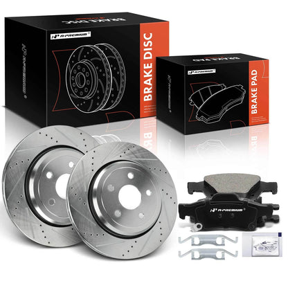 Set of 6 Rear Drilled Brake Rotors & Pads for Jeep Grand Cherokee (CFC1498, 30114980)