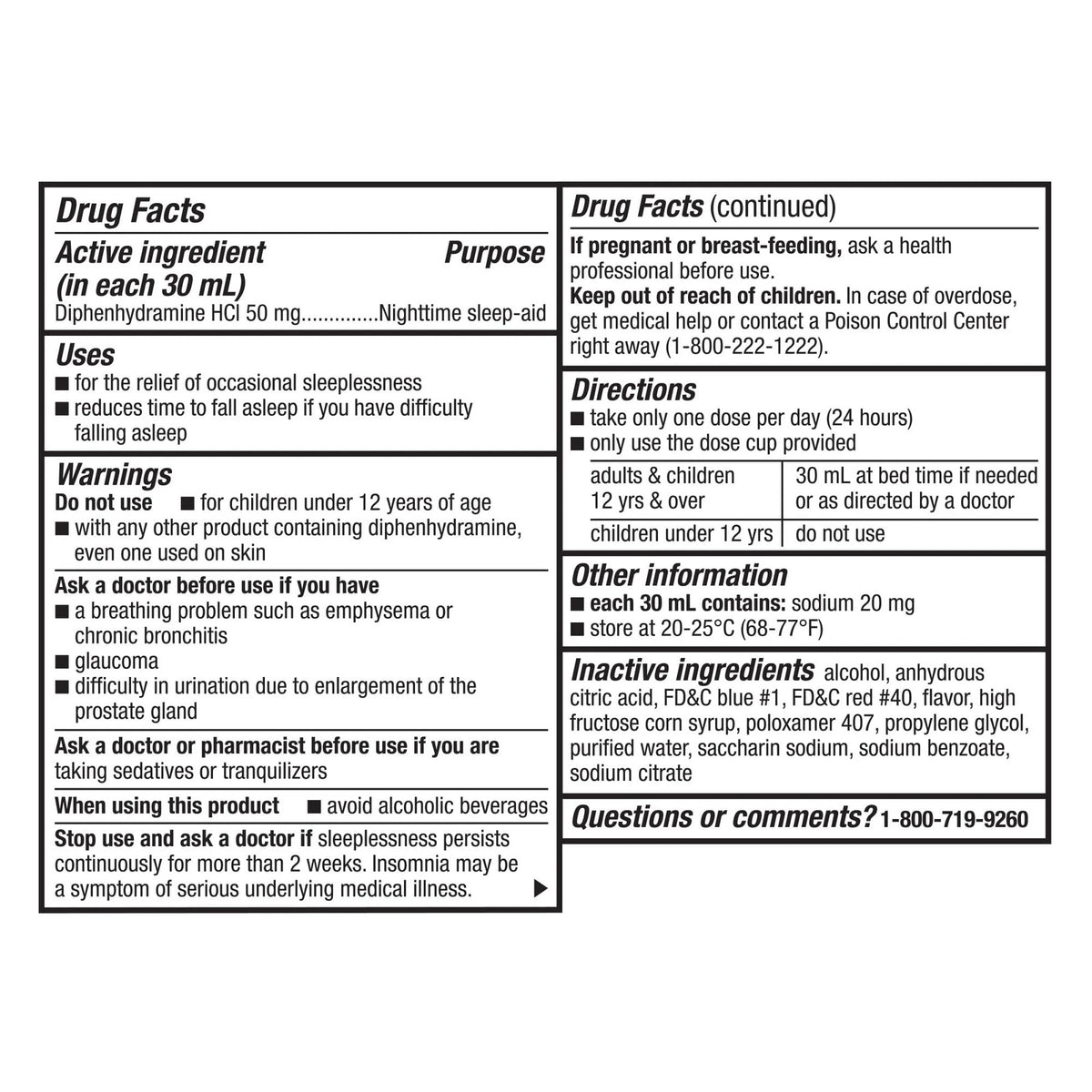 Night Time Sleep-Aid Liquid Diphenhydramine HCl 50mg (12 Fl Oz)