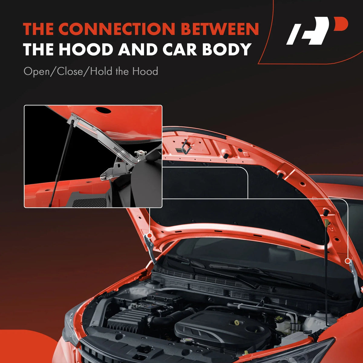 2X Front Side Hood Hinges for Dodge Nitro (2007–2012) Jeep Liberty (2008–2012)