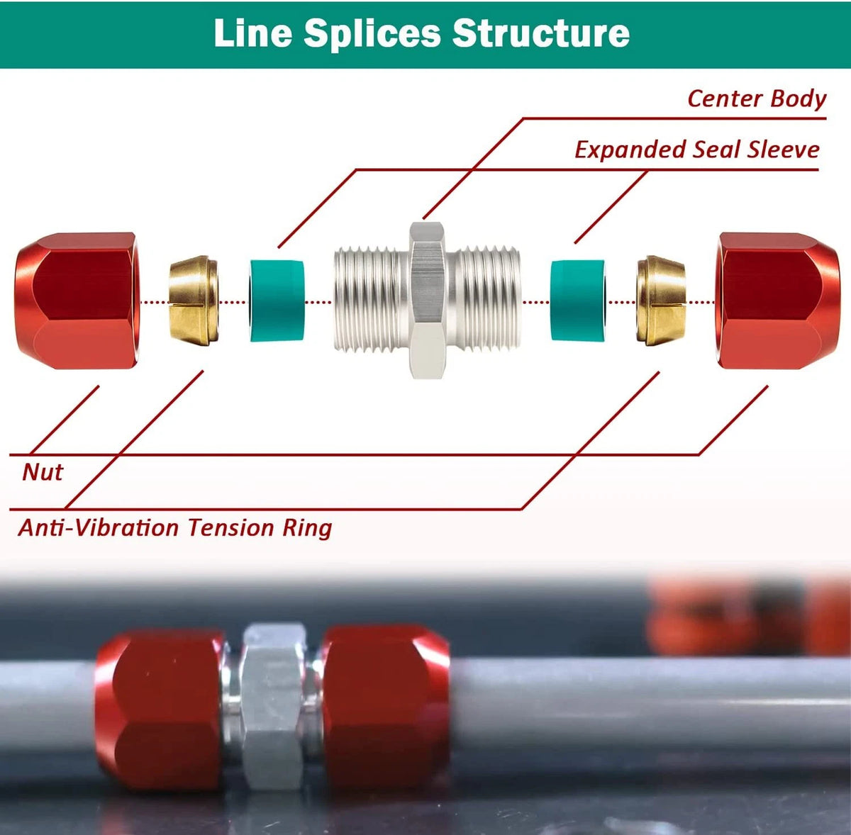 800-641 Line Splice for A/C, Coolant, Heater - 3/8 in. Aluminum Lines
