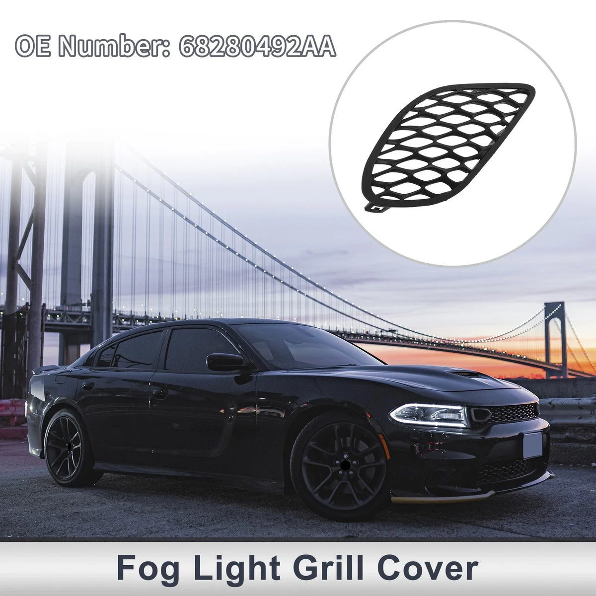 1 Pc Fog Light Grill for Dodge Charger (2015–2022) No. 68280492AA