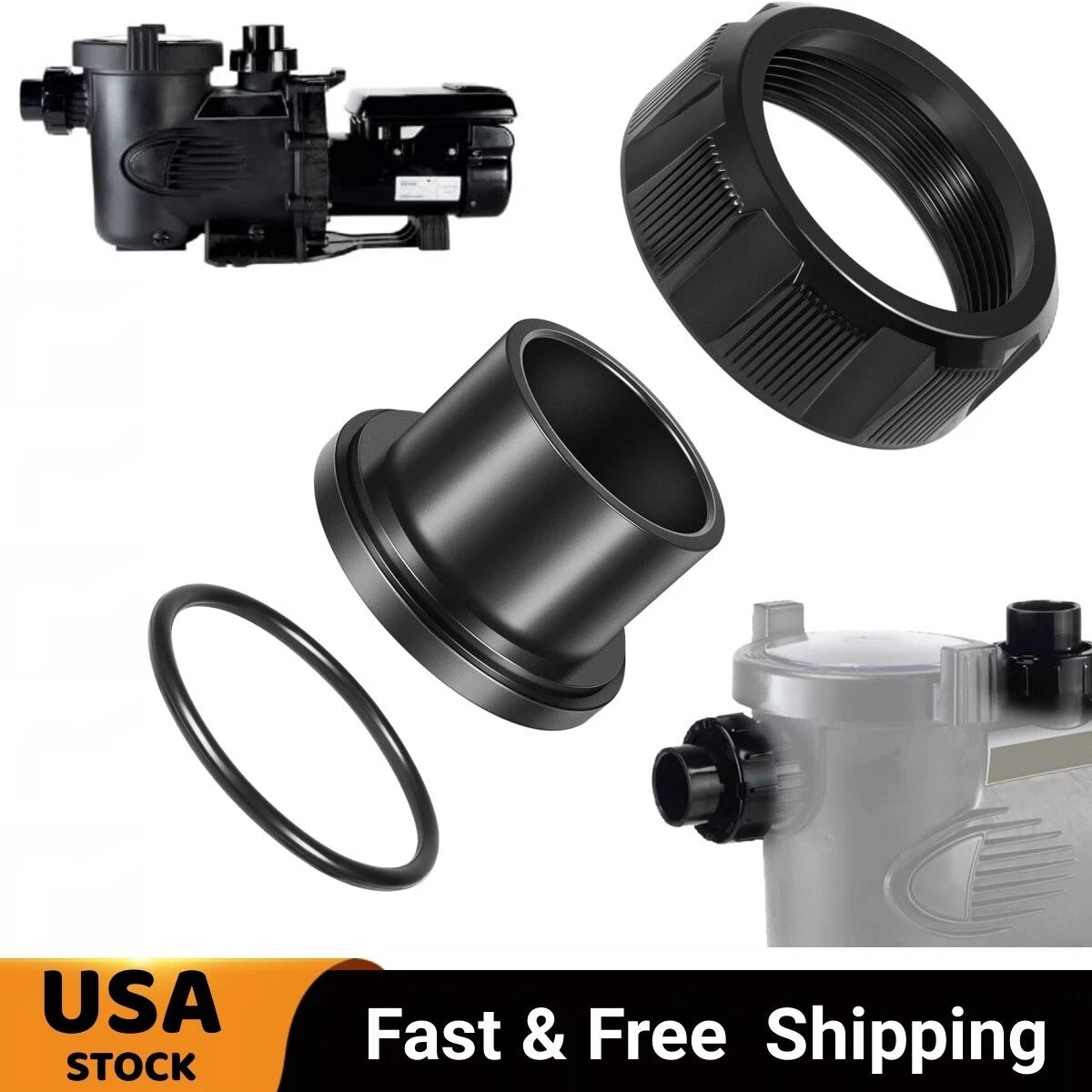 2" x 2.5" Tail Piece with O-Ring and Coupling Nut for Zodiac Jandy