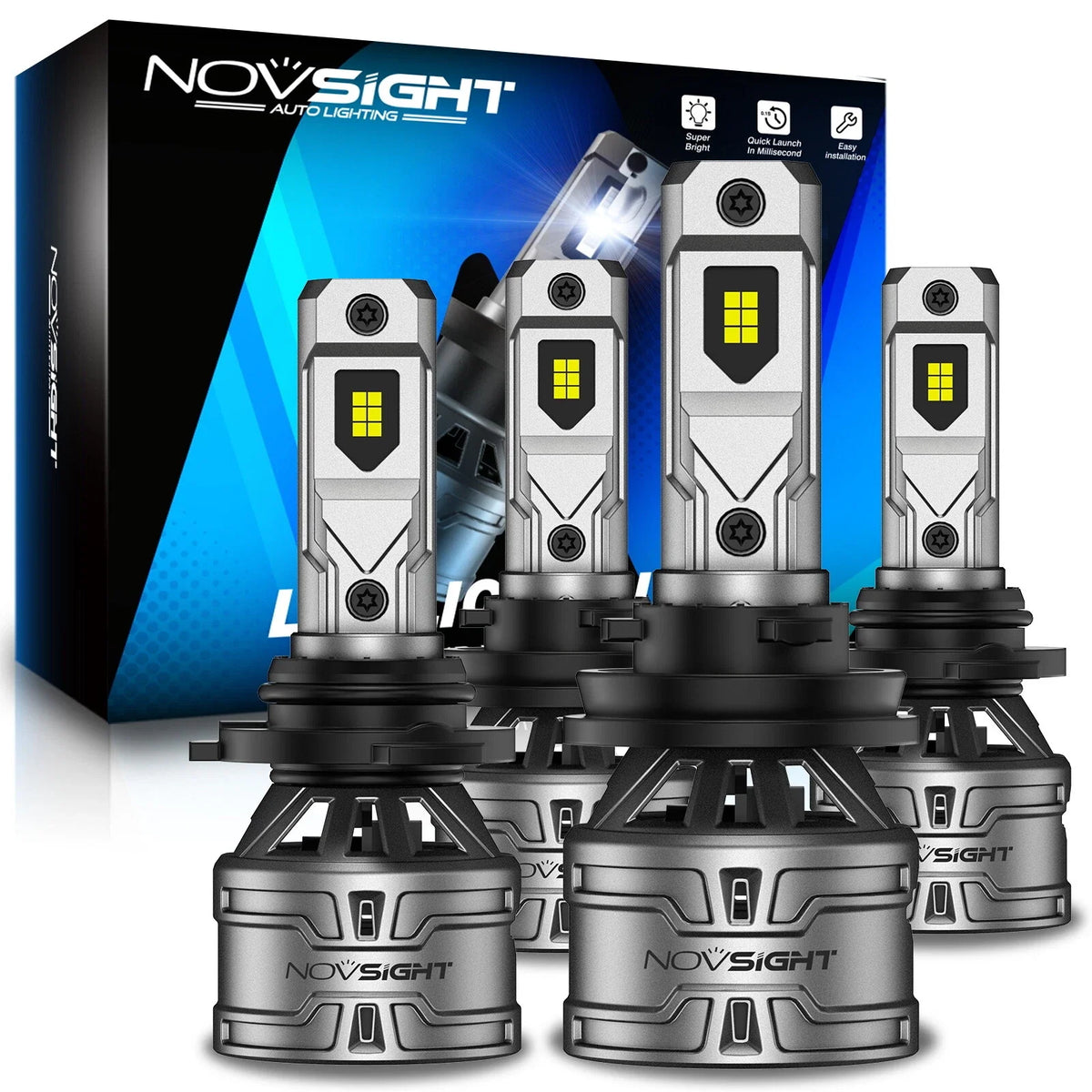 Set of 4 NOVSIGHT 9005 H11 LED Headlight Bulbs 6500K for High/Low Beam