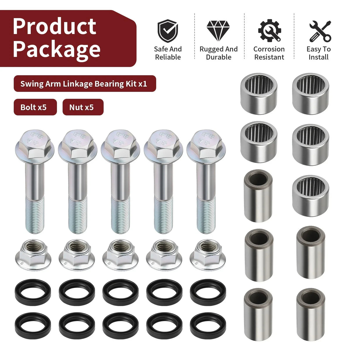 Swing Arm Linkage Bearing Kit Bolt Nut for Honda Sportrax TRX400EX (1999–2008)