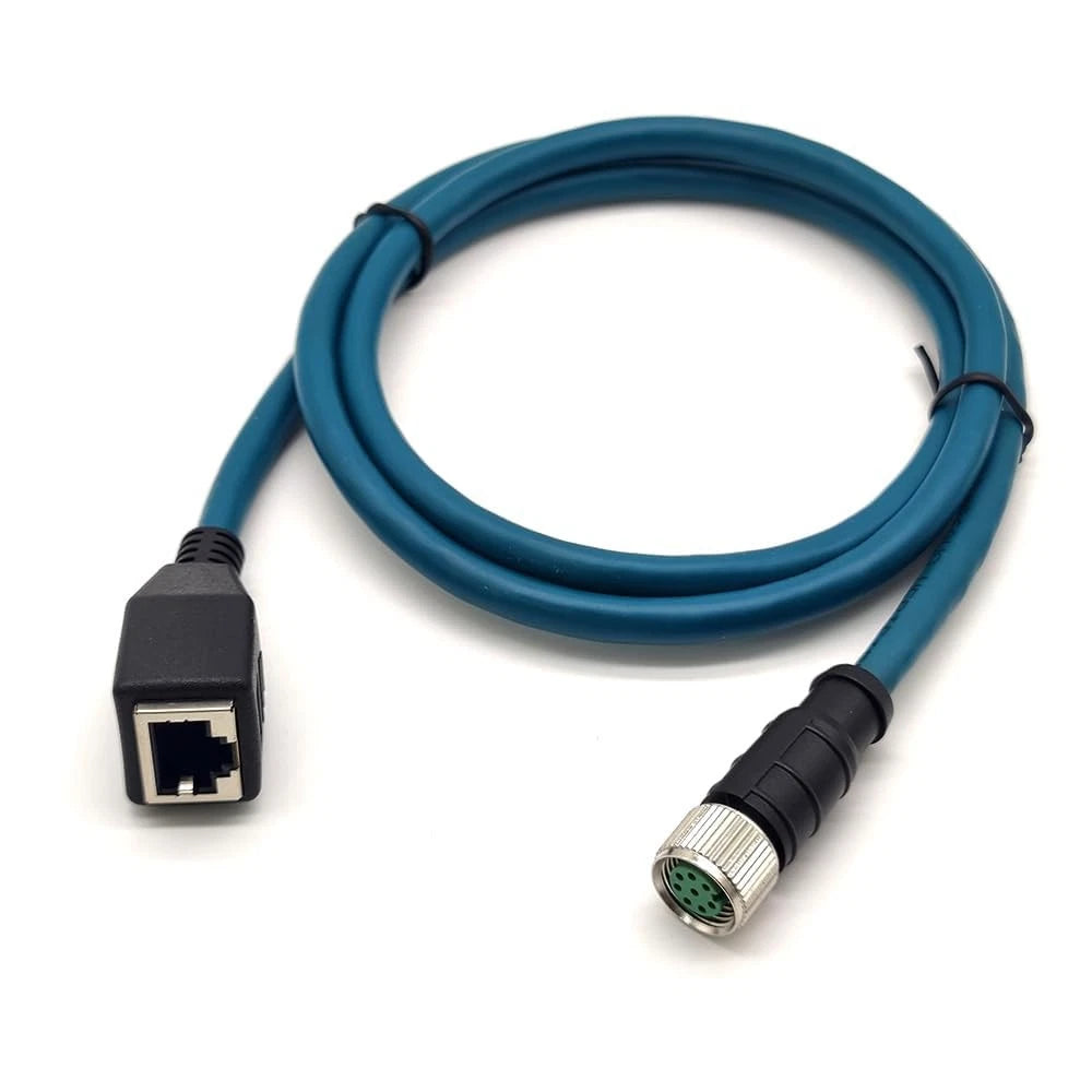 1m M12 8 Pin ACode Female to RJ45 Female Cat 6 Ethernet Cable Hub