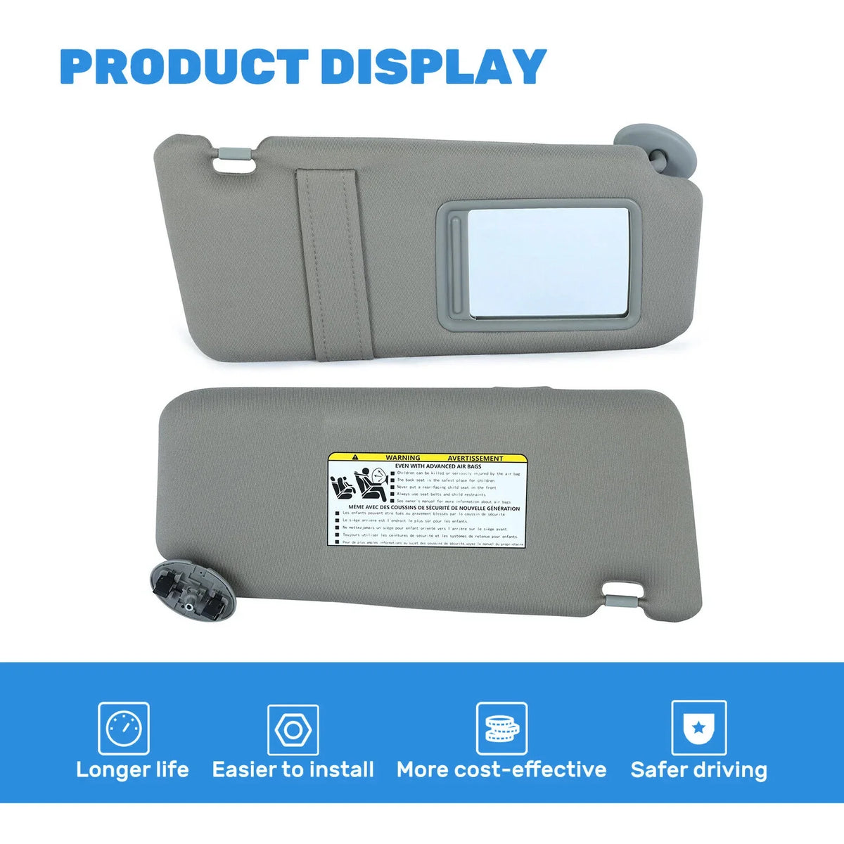Sun Visor Pair for Toyota Camry (2007–2011) Left & Right Side with Sunroof