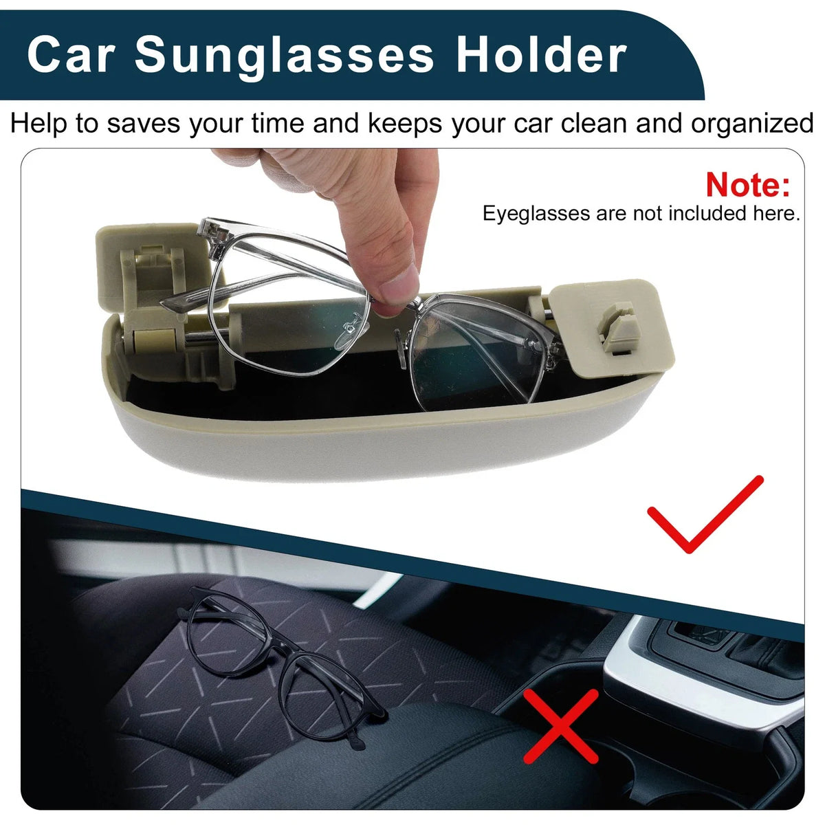 Sunglasses Case for Mercedes-Benz C Class (2015–2023) Eyeglasses Holder Beige