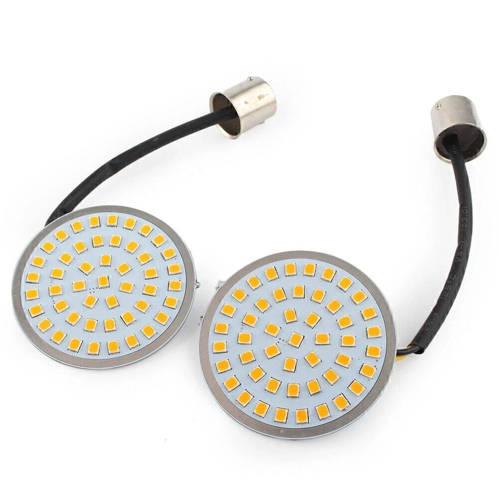 2" Style 1156 Amber LED Turn Signal Inserts for Harley Davidson