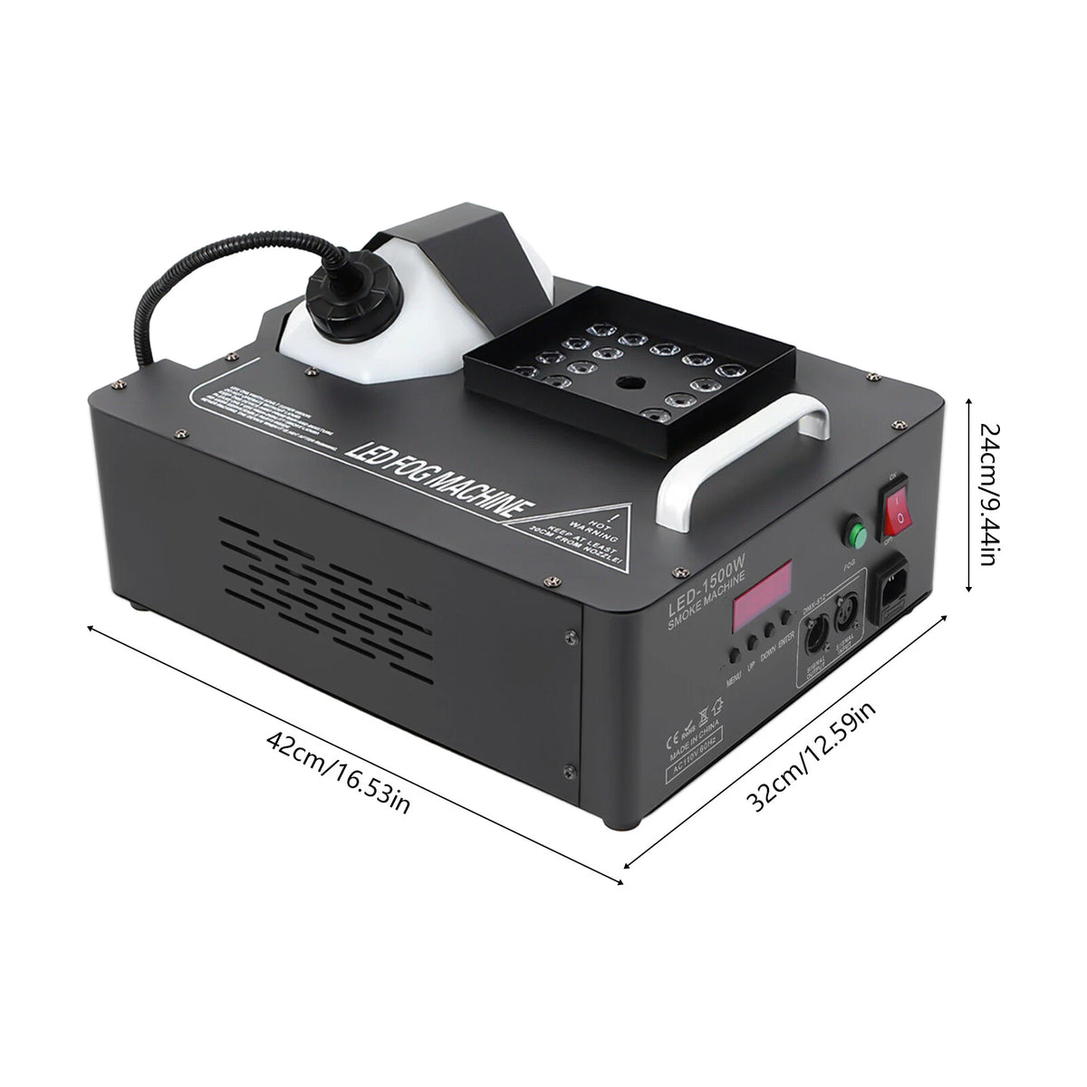 Smoke Fog Machine Vertical UP-Spray RGB 24-LED 1500W Stage Fogger
