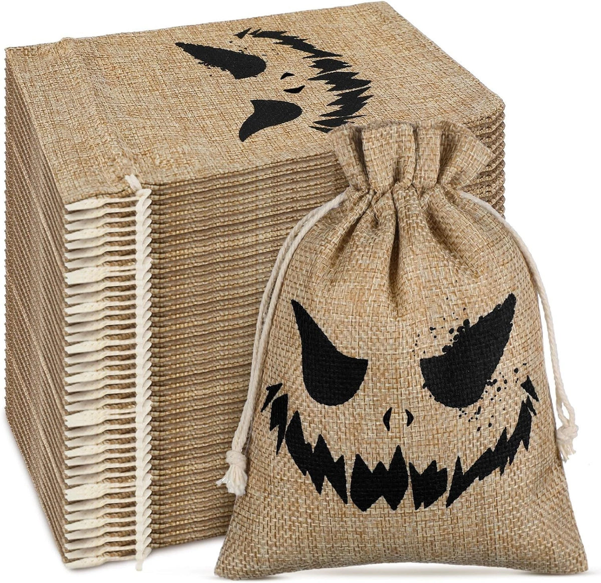 50 Pcs Burlap Gift Bags for Halloween