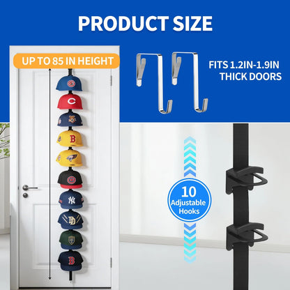 Over the Door Hat Rack for Door - 10 Hooks, Black