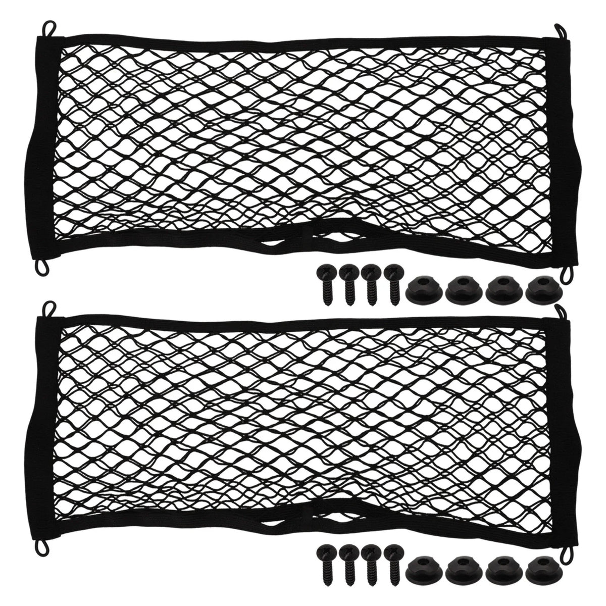Set of 2 Pocket Storage Nets for RV (25x60cm) with Screws - Black