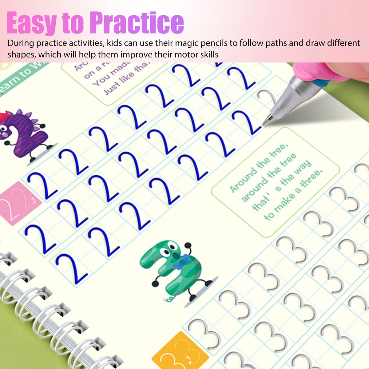 16X Reusable Magic Practice Copybook for Boys, Girls