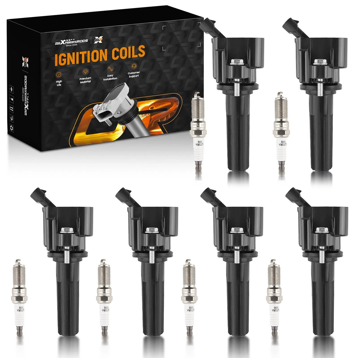 6X Ignition Coil & Spark Plug Pack for Chevrolet Trailblazer 4.2L L6 (2006–2009)