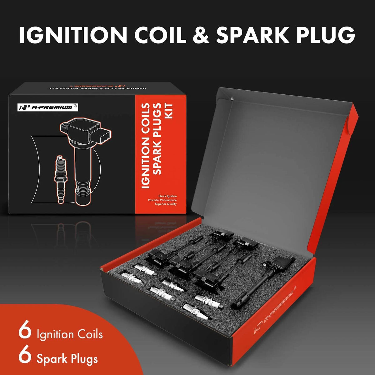 Set of 6 Ignition Coils & Iridium Spark Plugs for Nissan Pathfinder (2001) - 224484W000, 22448-4W000, UF328