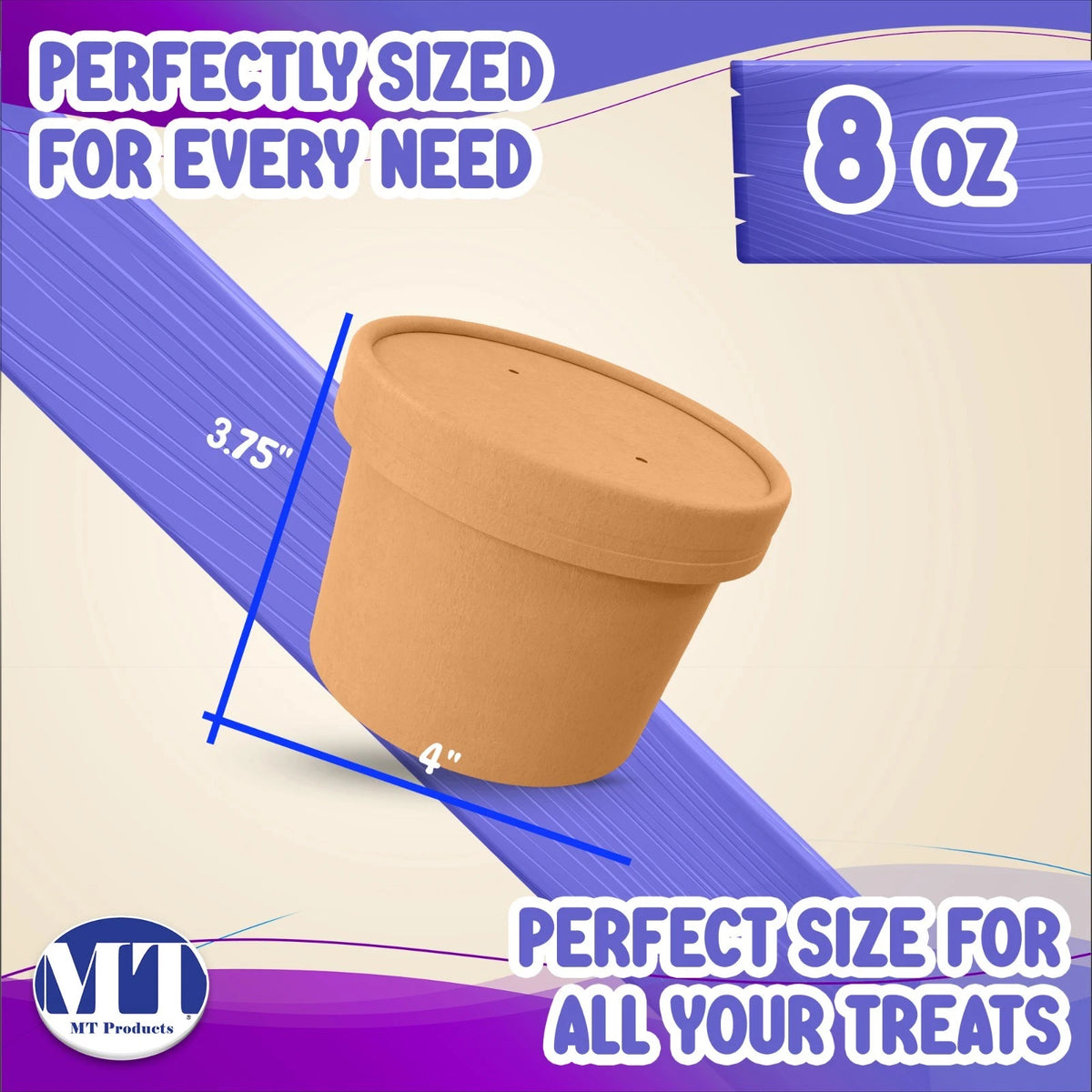 Set of 250 Disposable Brown Paper Soup Cups with Lids 8 oz