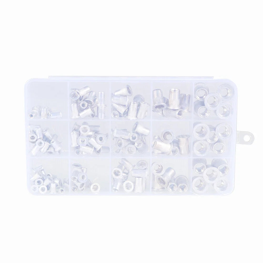 150-Piece Aluminum Rivet Nut Kit for Metric Applications (M3–M8)