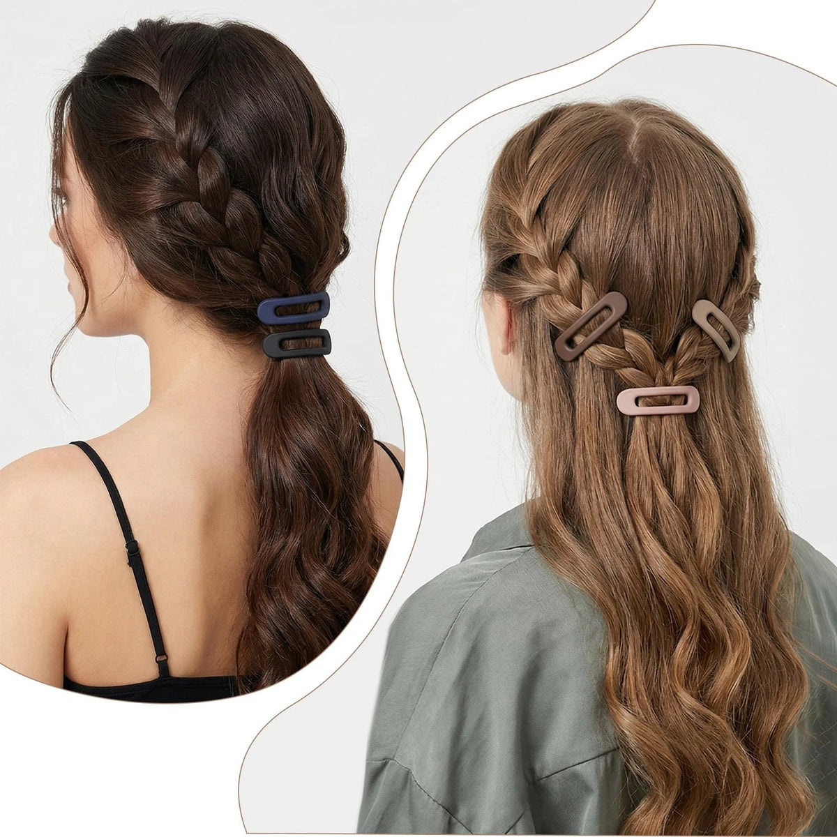 Set of 5 Flat Hair Barrettes Clips for (Multicolor)