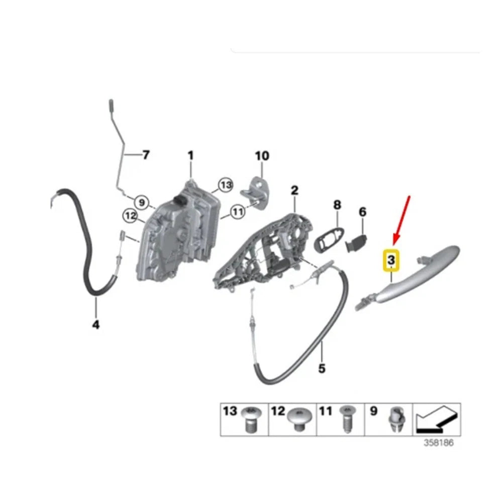 Front Right Door Handle for MINI Cooper F54 F55 F56 F57 F60 (2014–2023)